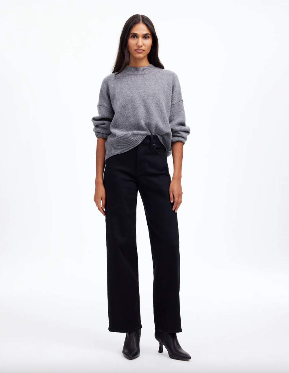 Madewell The Perfect Vintage Wide Leg Jean Black Rinse Wash US 33 NWT